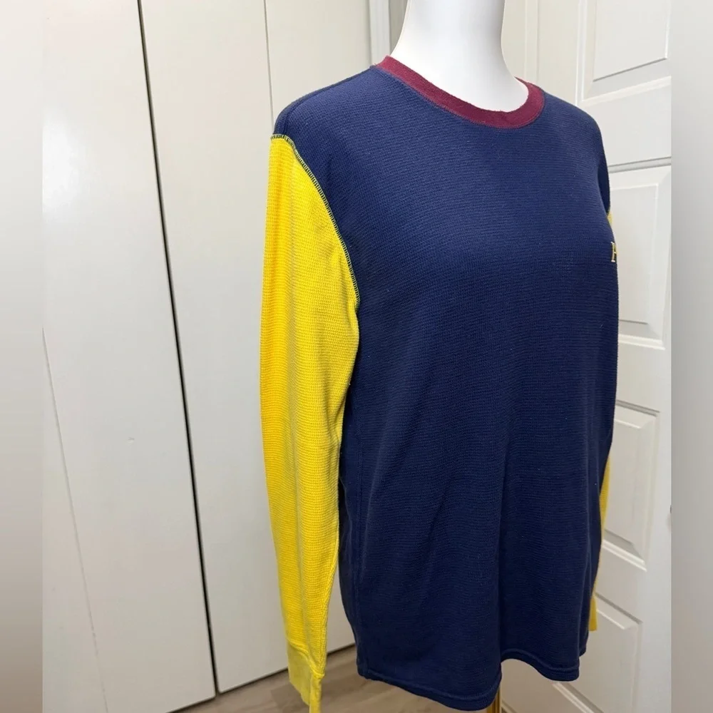 Polo by Ralph Lauren Men's Blue and Yellow Crewneck Sweater